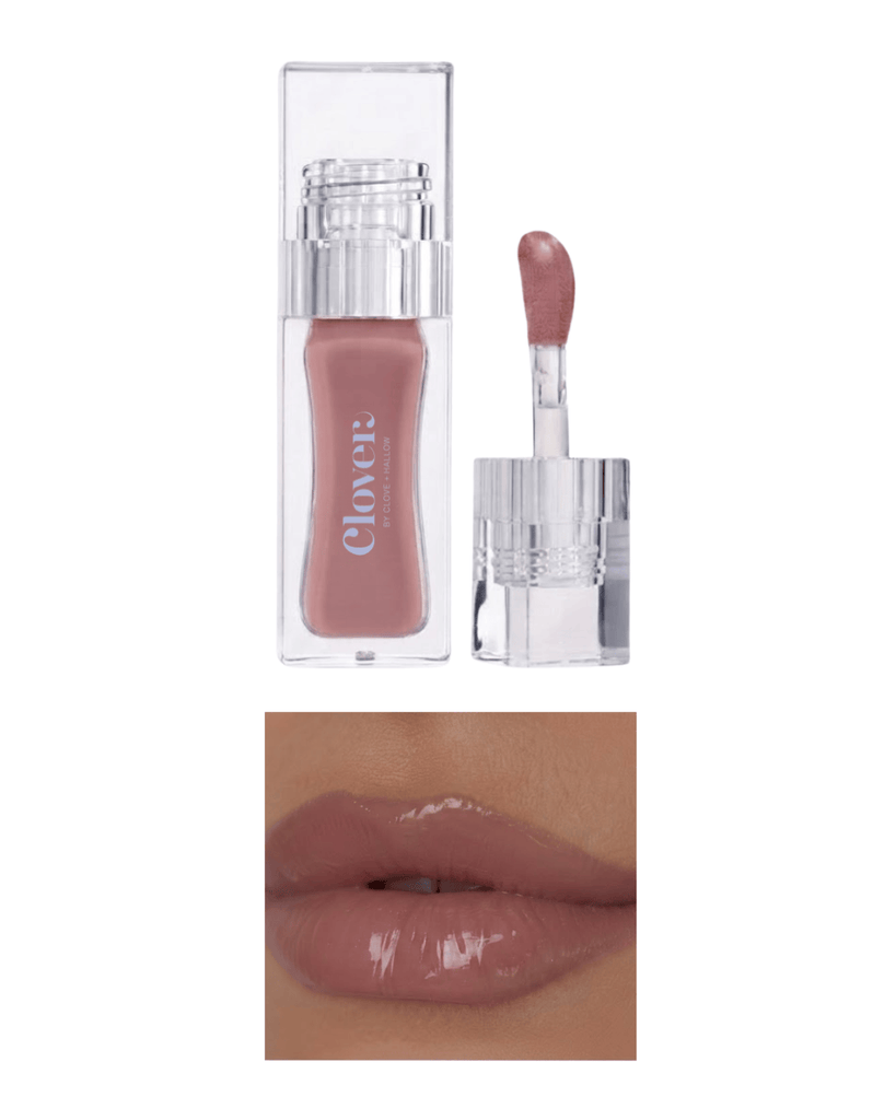 Clover by Clove + Hallow Lips Puff - cool dusty nude Collagen Cloud Tinted Lip Oil Affordable Collagen-Boosting Vegan Lip Oil