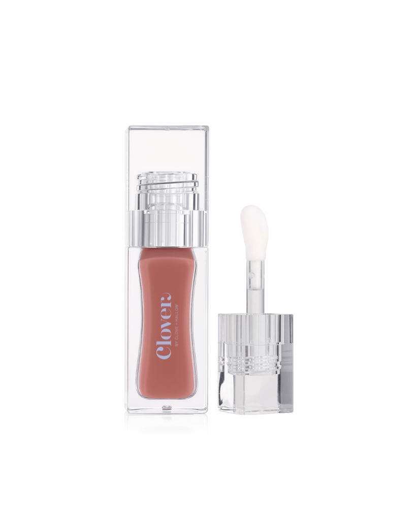 Clover by Clove + Hallow Lips Toasted Rose - warm rosy nude NEW Collagen Cloud Tinted Lip Oil Affordable Vegan Lip Gloss | Super Slick Lip Jelly